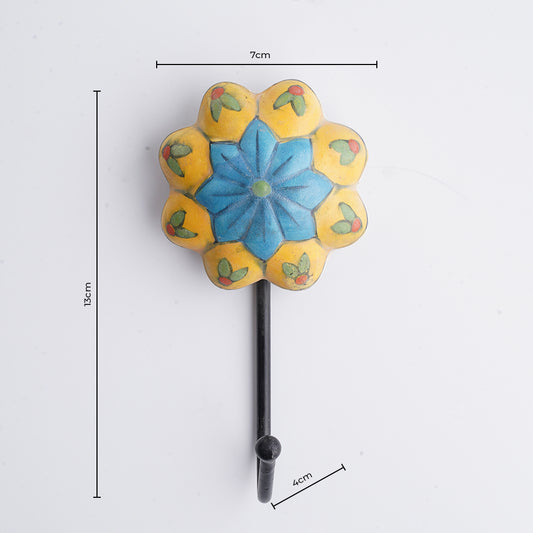 Mandala wall hook, yellow