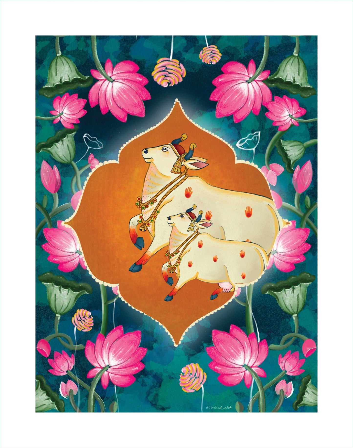 Holy Cow Indigo Pichwai Printed Artwork-2