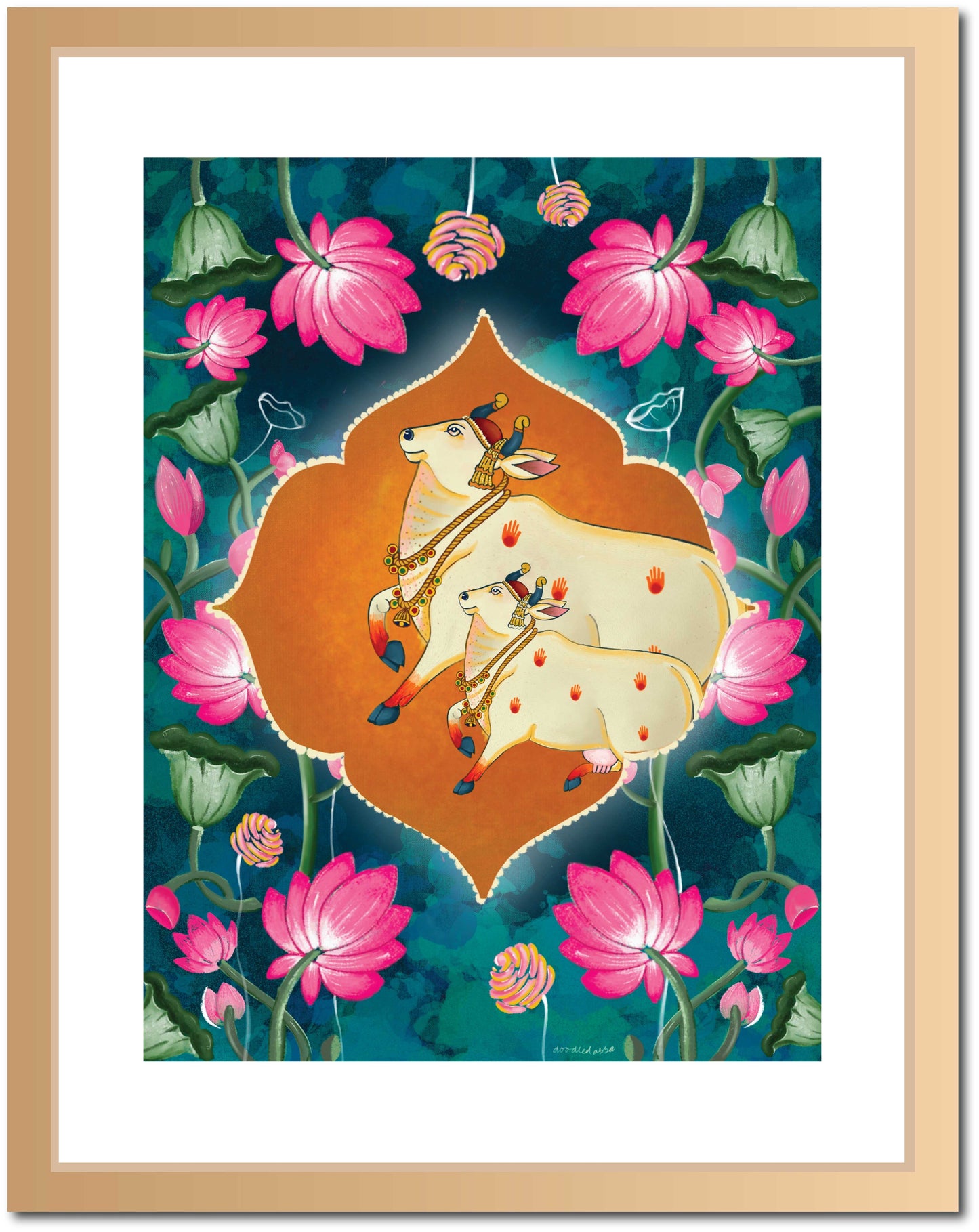 Holy Cow Indigo Pichwai Printed Artwork-2