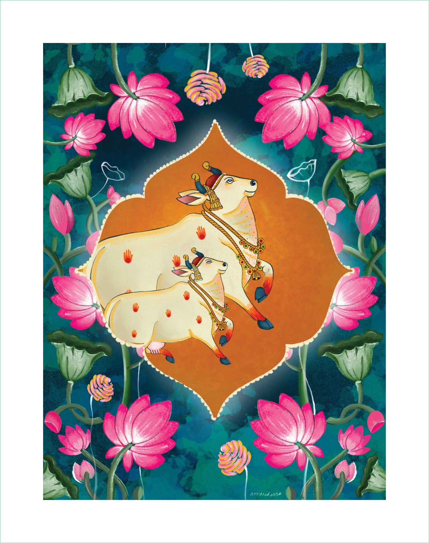 Holy Cow Indigo Pichwai Printed Artwork