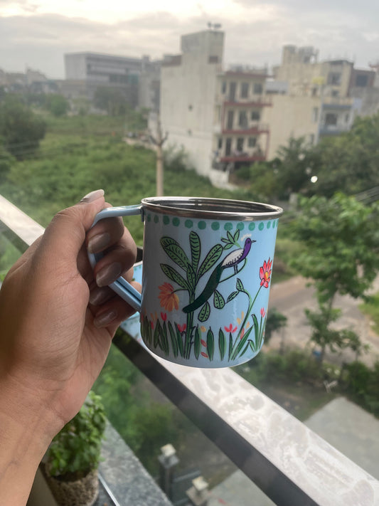 Blue Peacock Stainless Steel Coffee Mug
