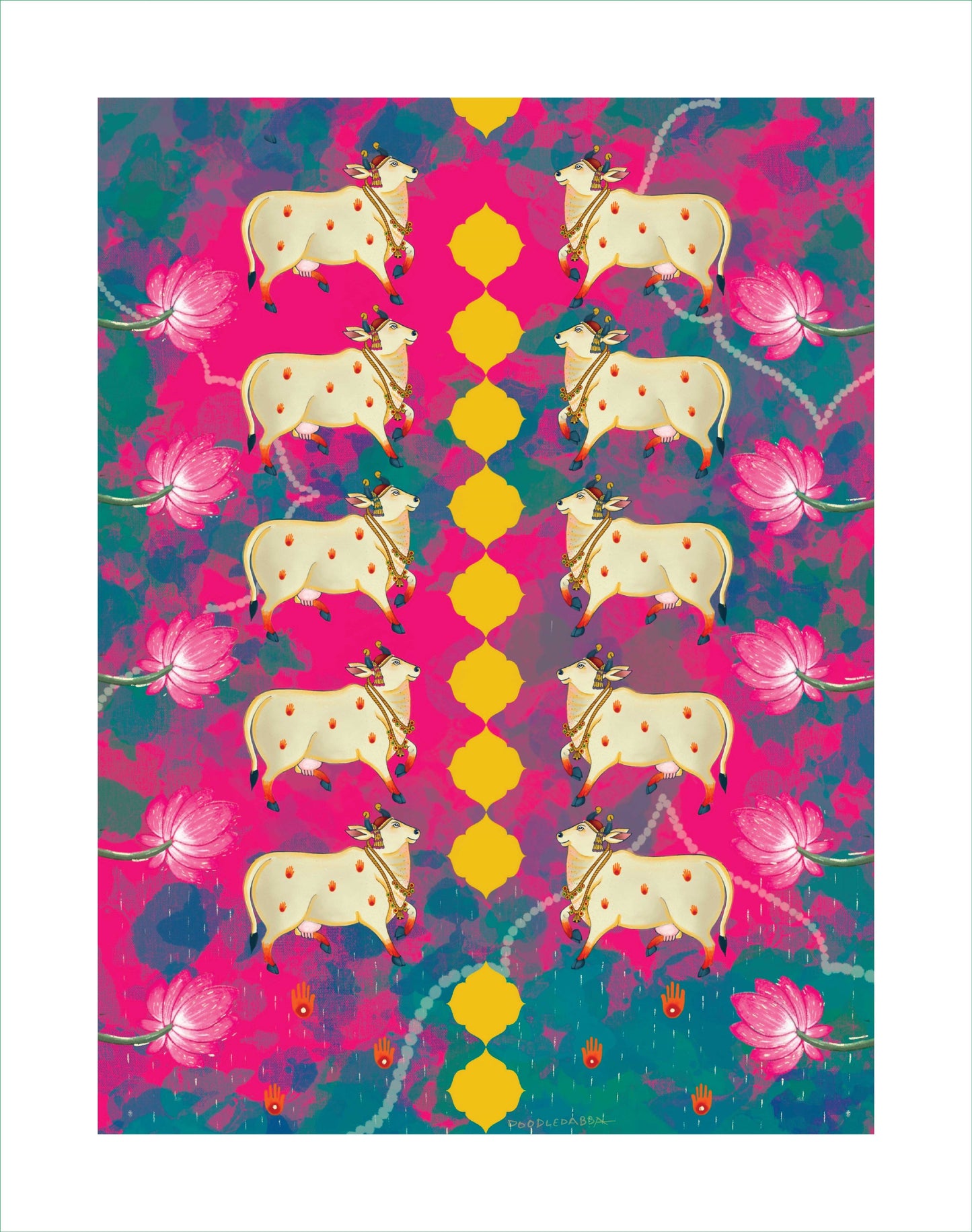 Holy Cow Magenta Pichwai Printed Artwork