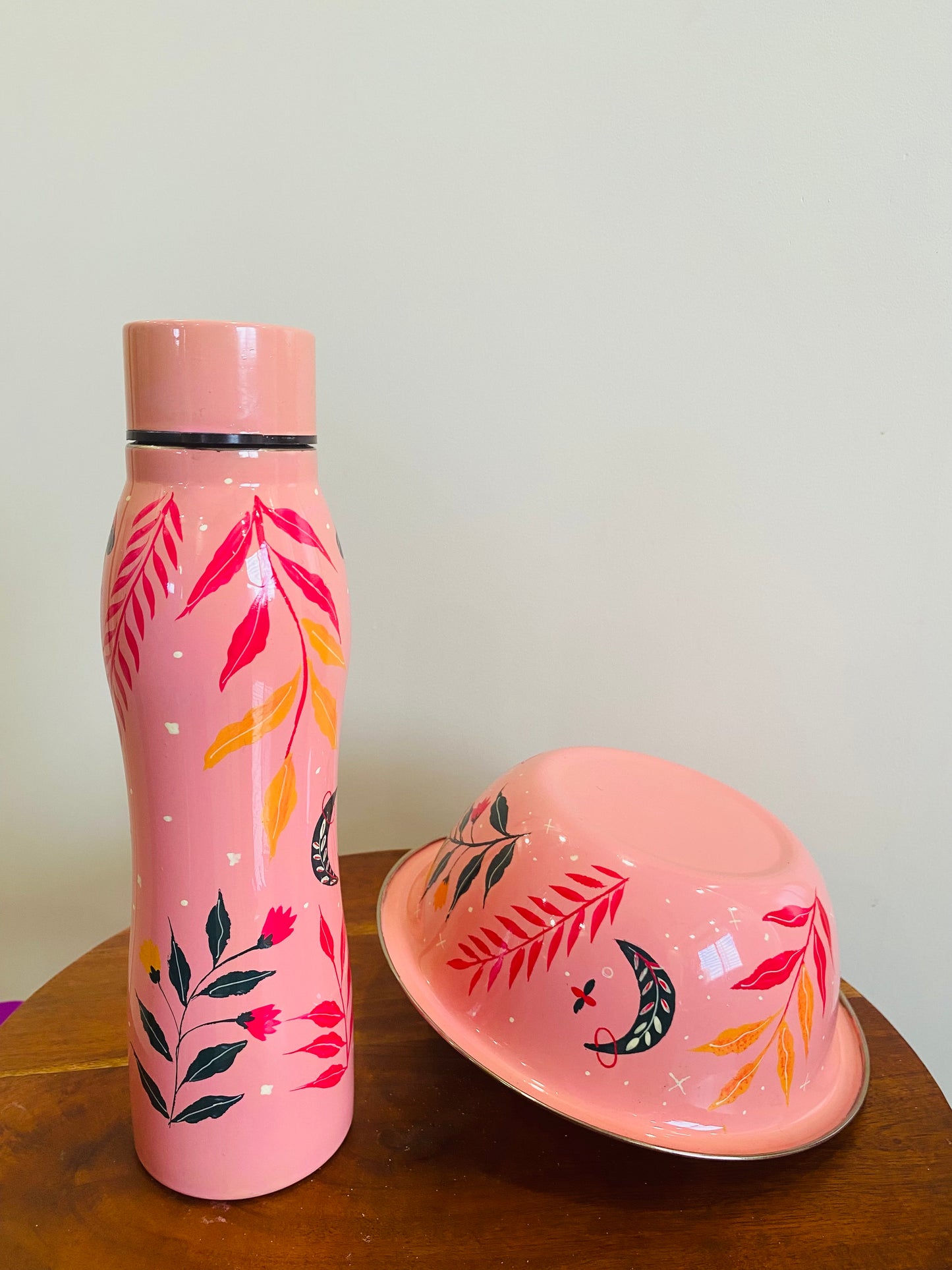 Blooming Pink Bowl & Blooming Pink Water bottle Combo