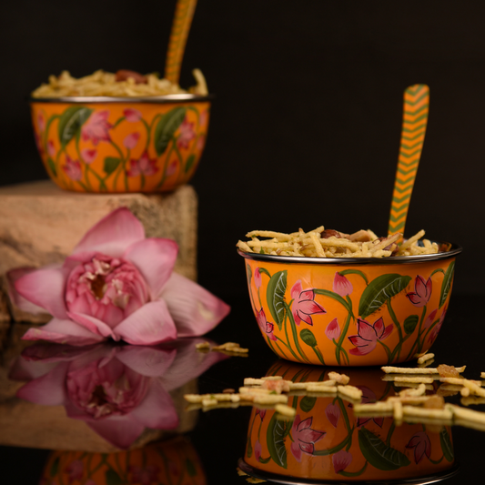 Lotus Pichwai Bowl with spoon- Set of 4